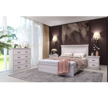 Спальня Неаполь 2 Ясень анкор светлый (патина "серебро") экокожа «polo» белая. Спальня Неаполь 2 Ясень анкор светлый (патина "серебро") экокожа «polo» белая.