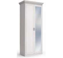 Шкаф 2-х дверный с глухой дверью и зеркальной Неаполь Ясень анкор светлый (патина "серебро") Шкаф 2-х дверный с глухой дверью и зеркальной Неаполь Ясень анкор светлый (патина "серебро")