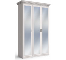 Шкаф 3-х дверный зеркальный Неаполь Ясень анкор светлый (патина "серебро")