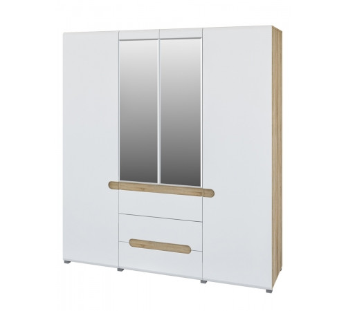 Четырехстворчатый шкаф для одежды и белья с зеркалом в спальню Леонардо МН-026-09 Четырехстворчатый шкаф для одежды и белья с зеркалом в спальню Леонардо МН-026-09